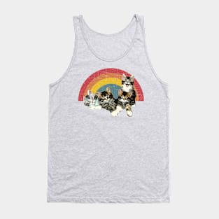 4 cute kitties and rainbow Tank Top